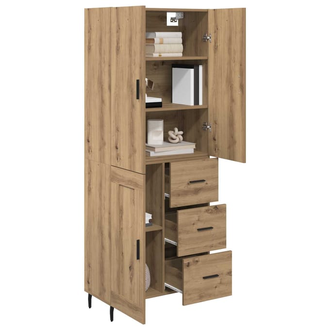 vidaXL - Highboard - 2 - st - Artisan - Eiken - 69,5 - x - 34 - x - 180 - cm - Bewerkt - hout