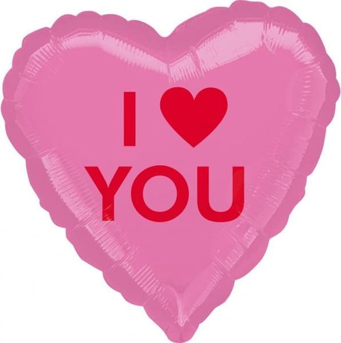 "I Love You" Snoephartje FolieBallon, 43cm