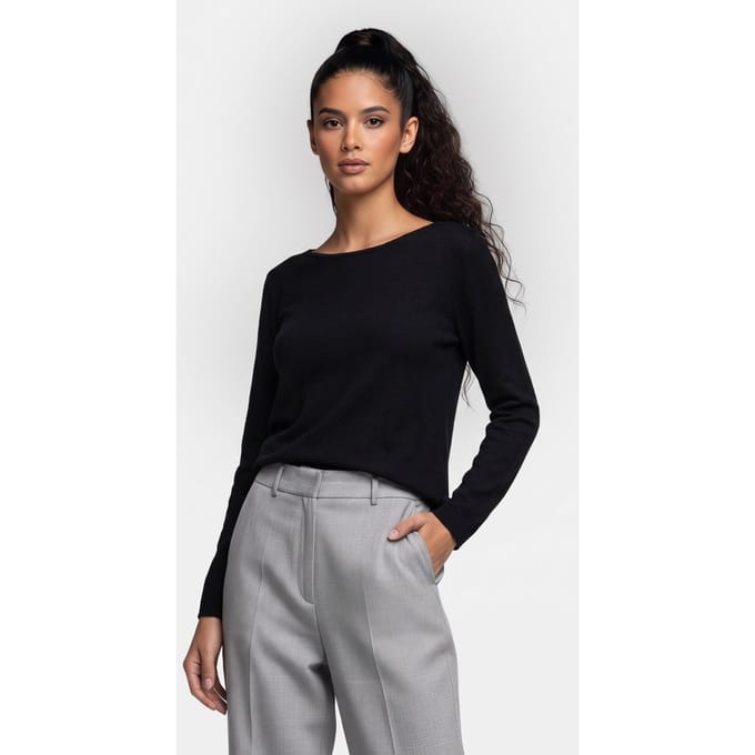 Rich & Royal Boat Neck Seamless Black Größe: S | Pullover Outlet | Damen | Schwarz