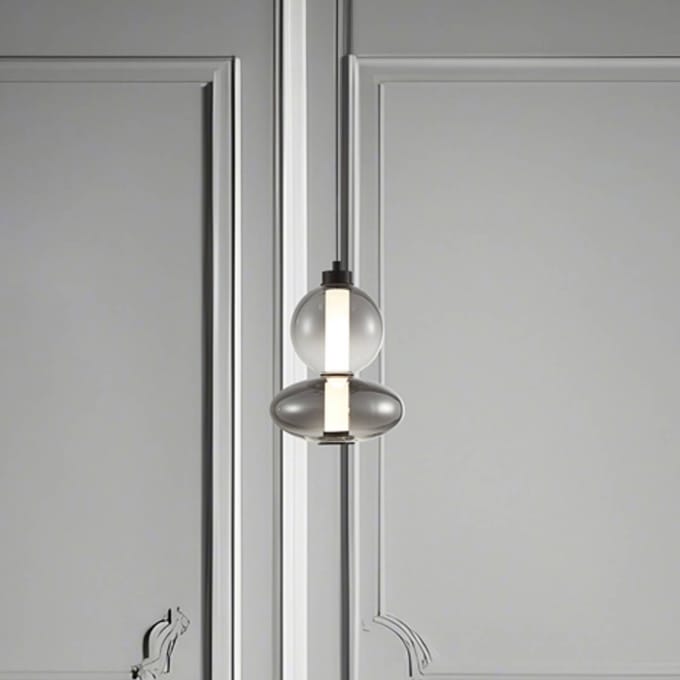 Eko-Light LED hanglamp Daphne, glas grijs-transparant, hoogte 28 cm