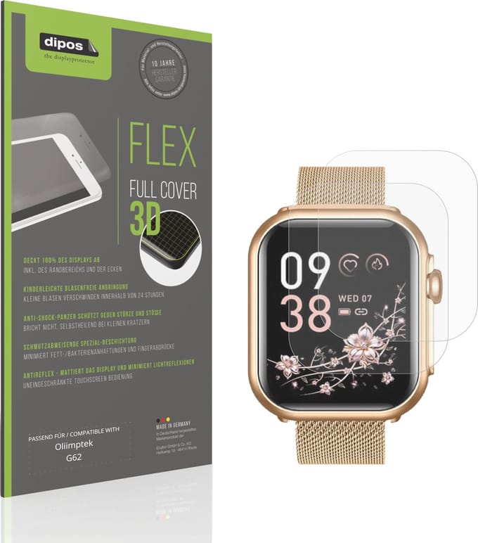 dipos FLEX – 2x Matte Screenprotector geschikt voor Oliimptek G62 | Volledige Schermbescherming | Case-Friendly