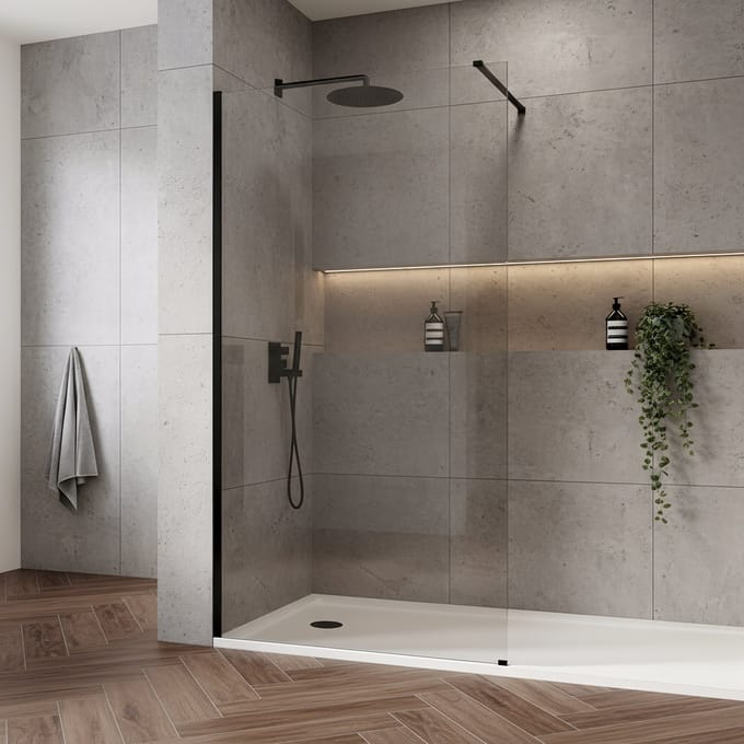 Rea Flexi 120 - Walk-In Douchewand - Zwart - 120X0,8X195Cm