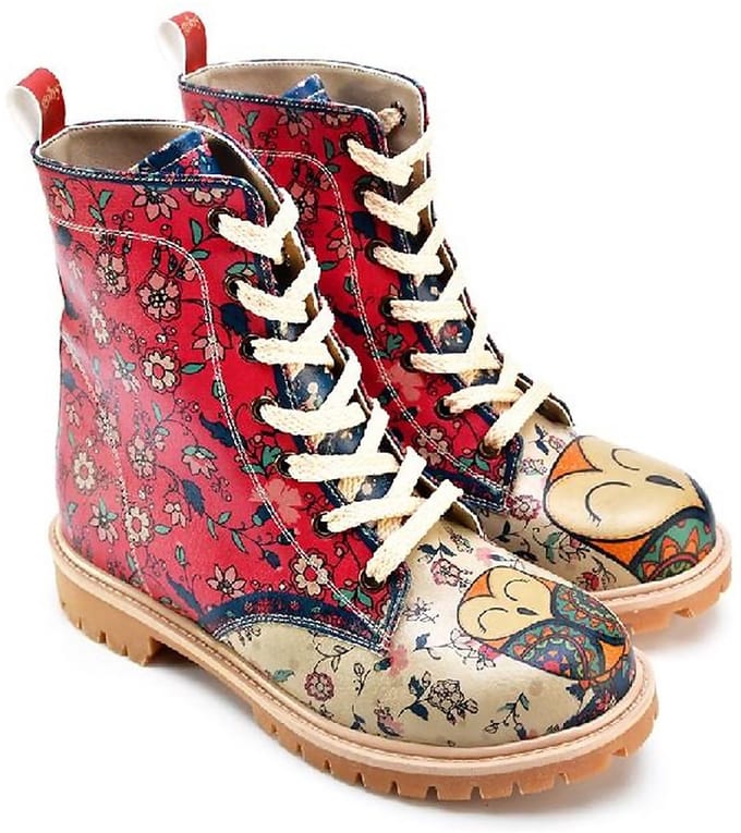 GOBY Redlove Boots - Dameslaarzen - Handmade - Bloemenprint - Maat 40