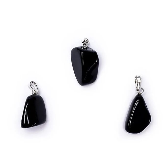 Zwarte obsidiaan edelsteenhanger met geboord oog