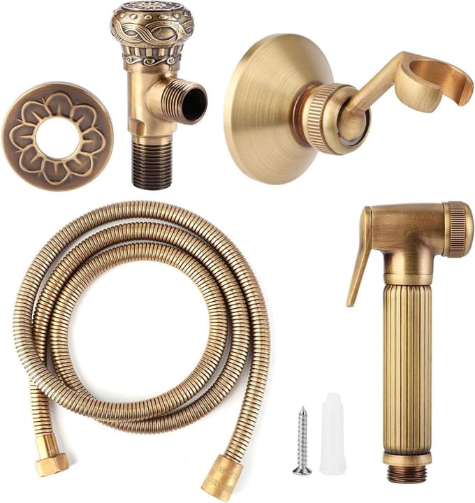 Dailygoody - Handheld Bidet Sproeier Set - Vintage Messing Bidet Tap