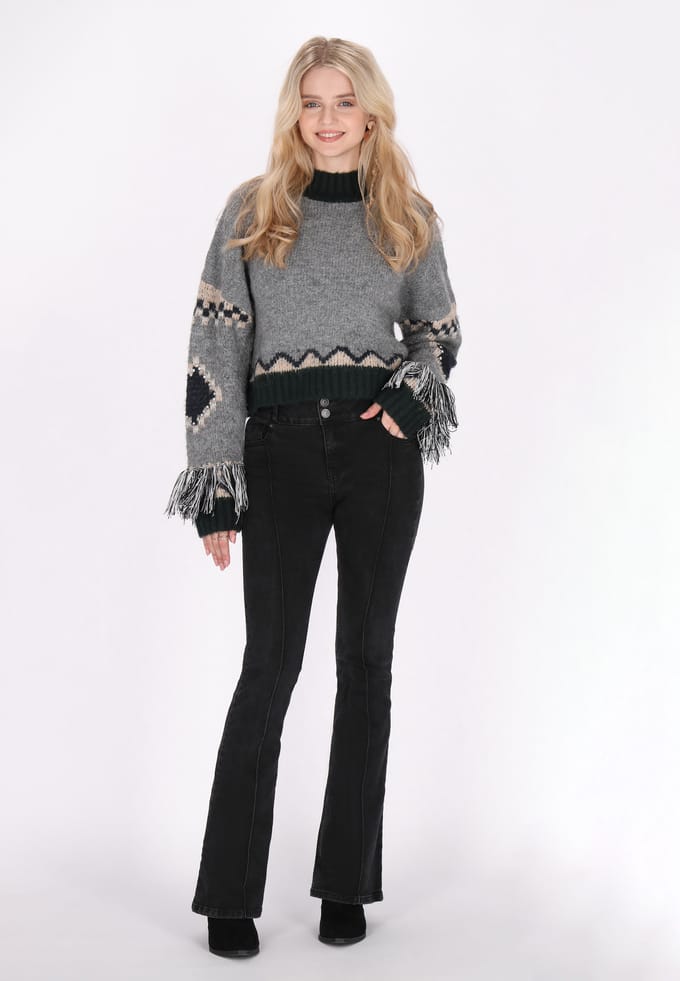 IZIA Jumper Dames Grijs Veelkleurig