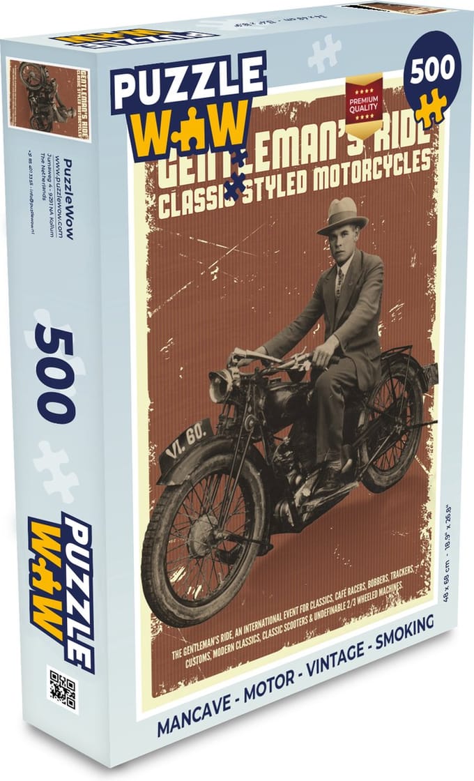 Puzzel Mancave - Motor - Vintage - Smoking - Legpuzzel - Puzzel 500 stukjes