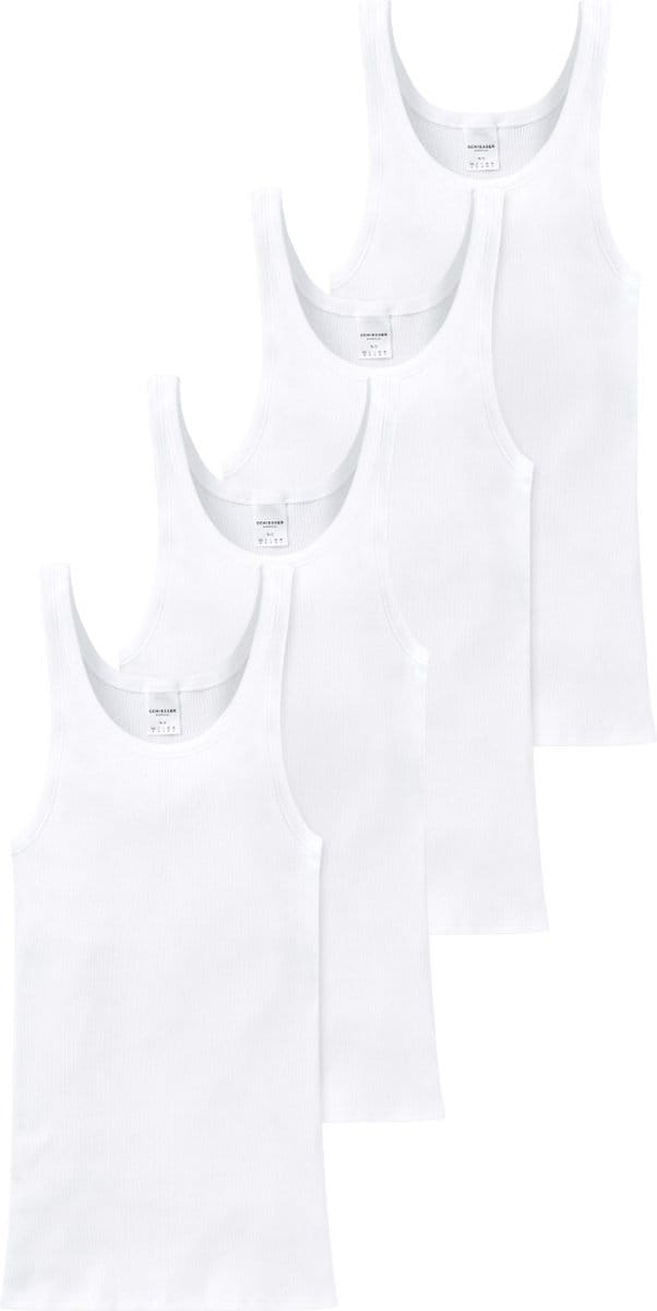 Schiesser Heren onderhemd 4 pack Cotton Essentials dubbelrib