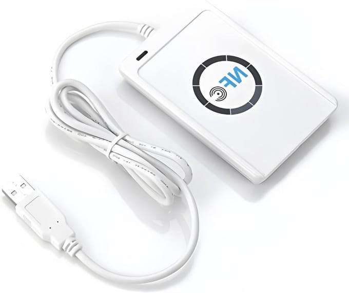 Chip Card Reader zonder NFC en RFID, ACR122U ISO 14443A/B, USB 2.0, Compact en Efficiënt, 65 x 12.8 x 98 mm