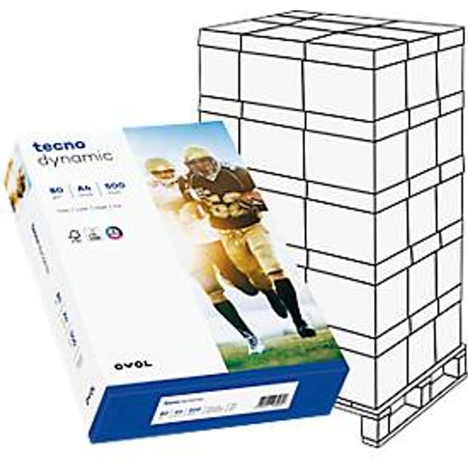 Kopierpapier tecno dynamic, DIN A4, 80 g/m², hochweiß, 1 Palette = 100000 Blatt
