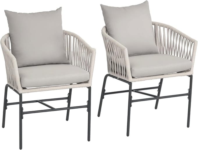 Set van 2 stijlvolle tuinstoelen voor buiten met comfortabele kussens