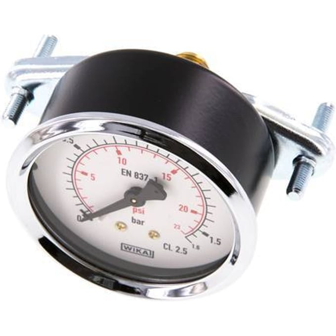 0..1.6 Bar Paneelmontage Manometer Staal/Messing 63 mm Klasse 2.5 (Beugel) - MW01P663SH-TP