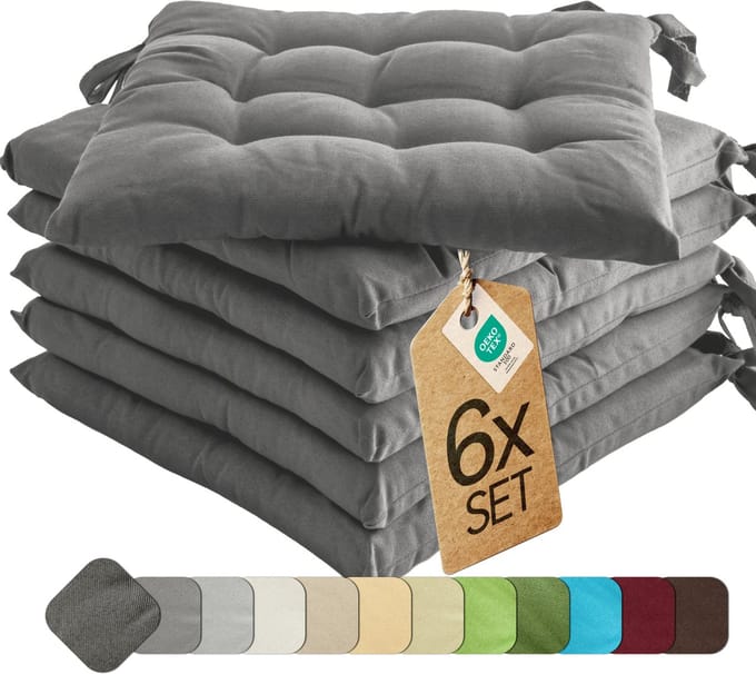 etérea Basic Zitkussen Stoelkussen - Seat Cushion 6 Stuk - 40x40 cm - Anthraciet