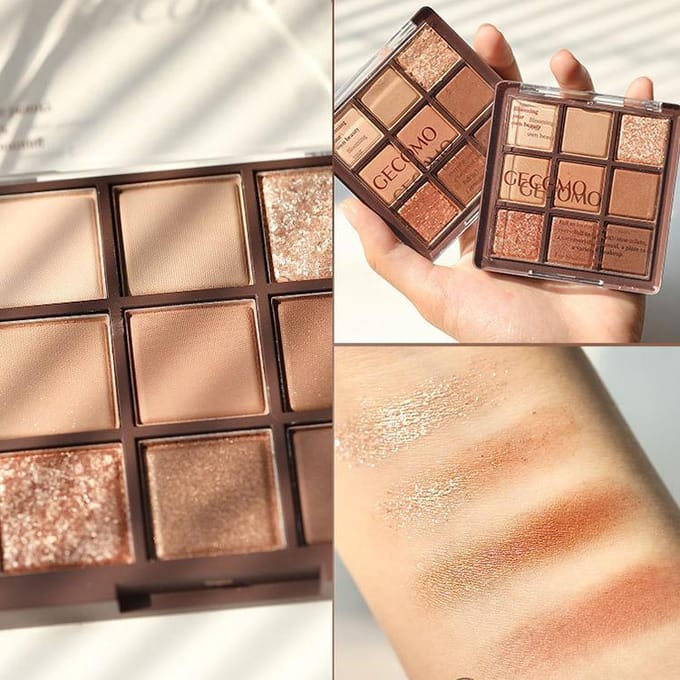 Palette d'ombres à paupières 9 couleurs, paillettes nacrées mates couchées, ver à soie éclaircissant, maquillage pour les yeux brown