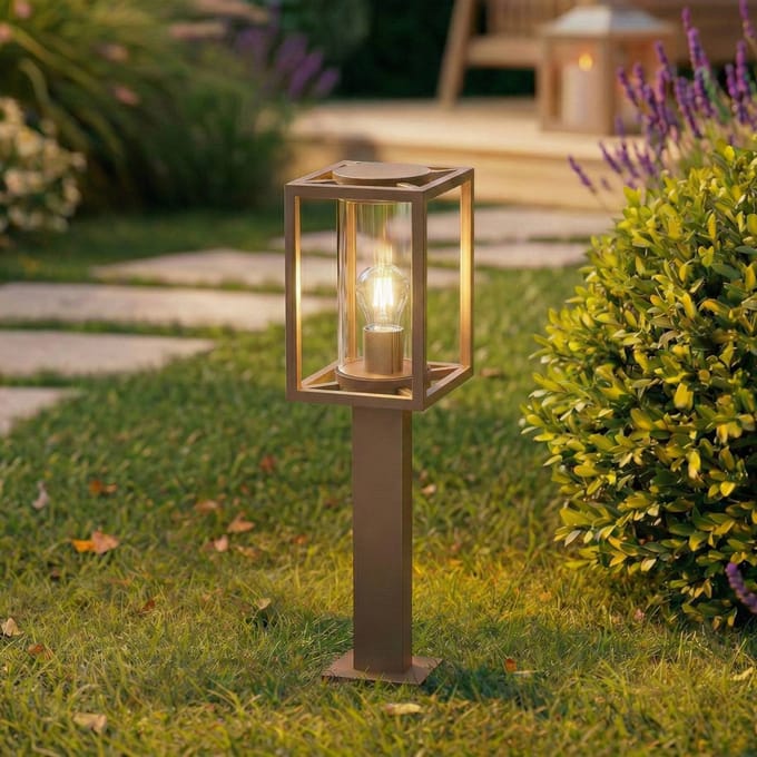 Lucande - Tuinpad verlichting - 1licht - Aluminium, glas - H: 60 cm - E27 - bruin