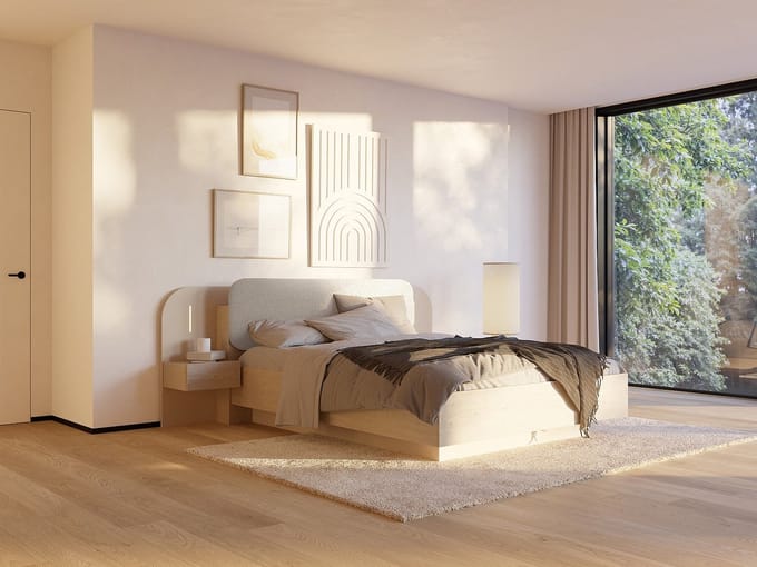 Vente-unique Bedframe hout beige 160 x 200 cm