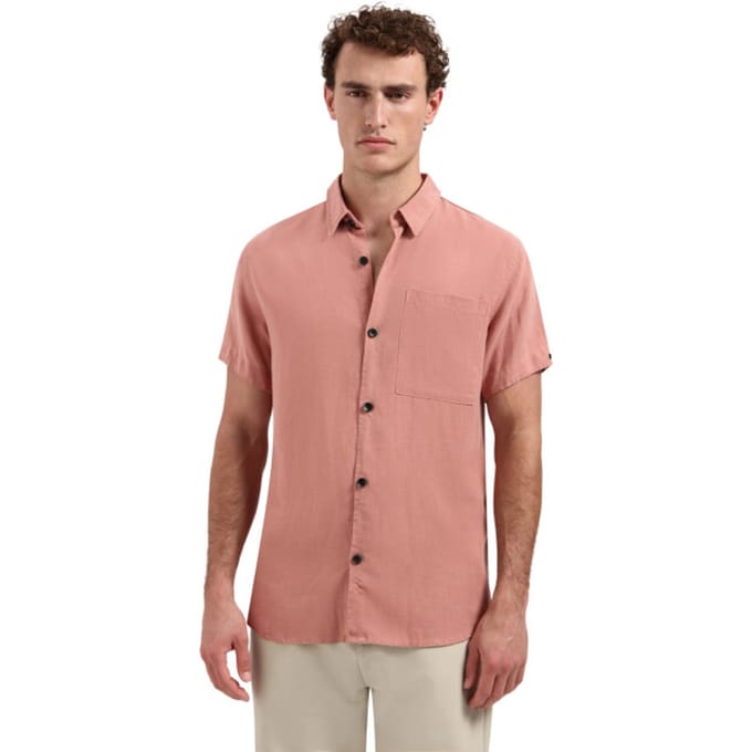 No Excess Shirt short sleeve with linen, garm coral