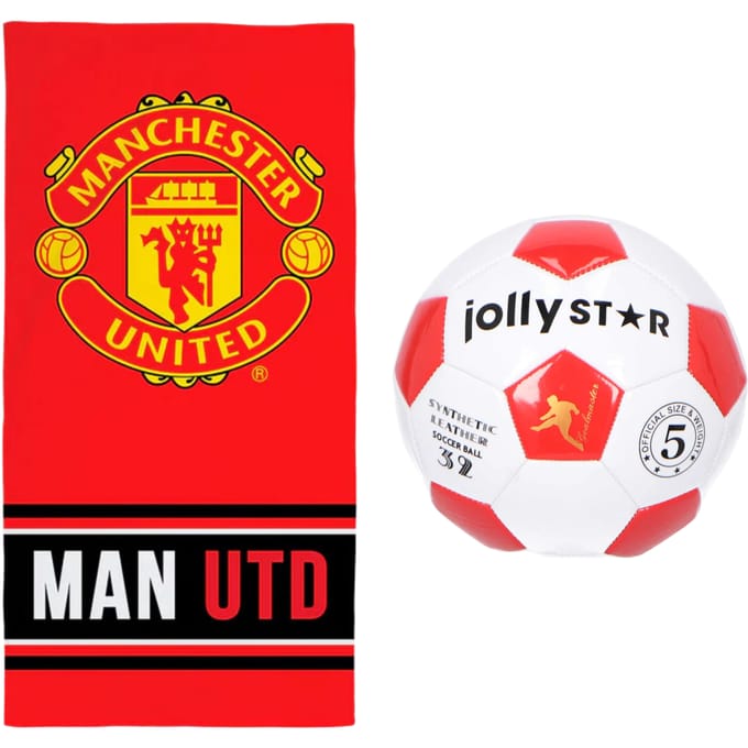 Manchester United strandset; strandlaken en voetbal