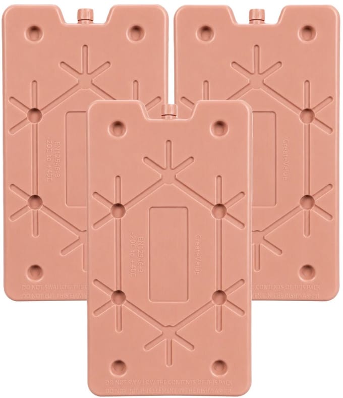 Excellent Houseware Koelelement Ice Pack - 3x - oudroze - polyethyleen - 350 gr - 24 x 14 x 1.5 cm