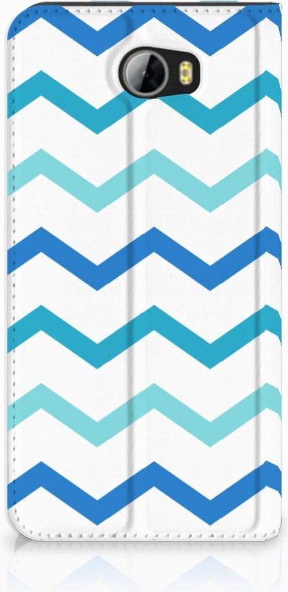 Huawei Y5 2 | Y6 Compact Hoesje met Magneet Zigzag Blauw
