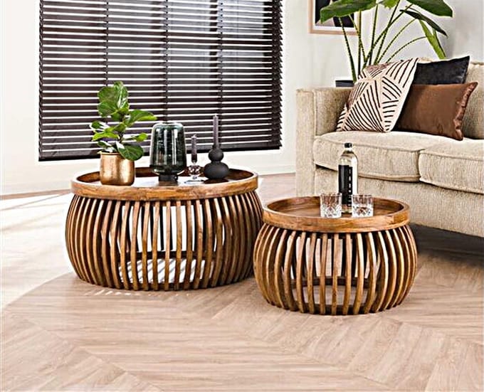 Salontafel Tweak curve set van 2 - mangohout