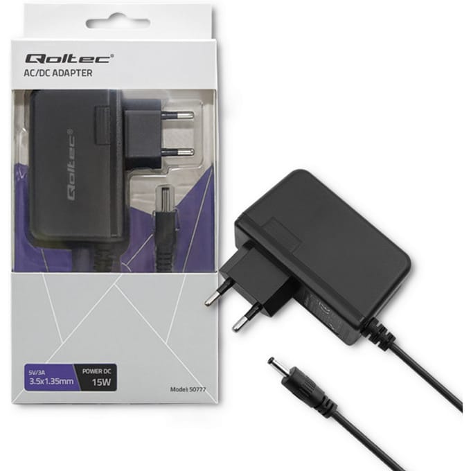 Qoltec 15W plug-in voeding |   5V |   3A |   3.5*1.35