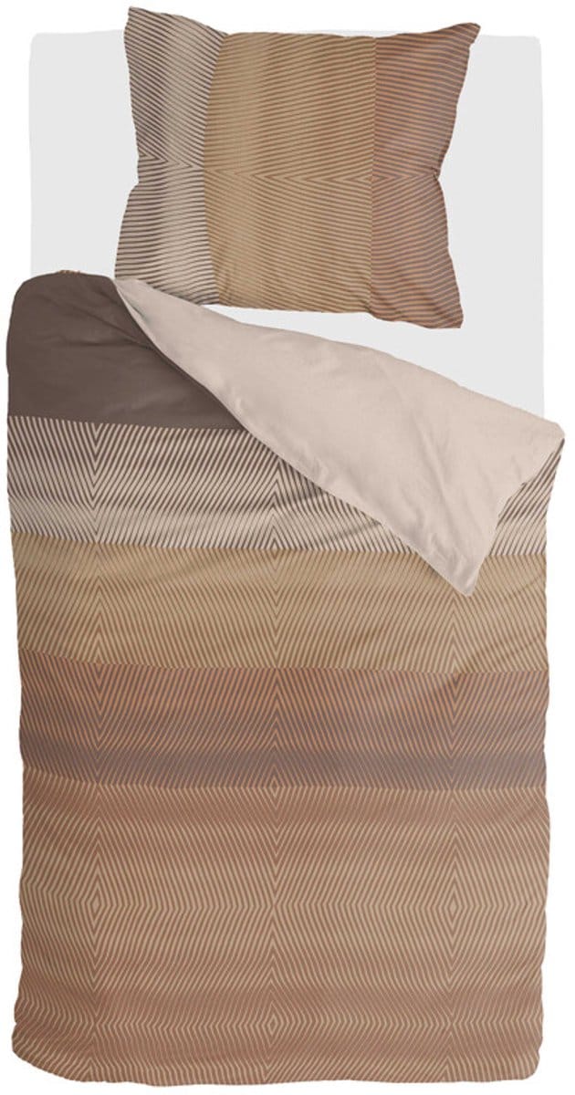 Byrklund Dekbedovertrek Crossing Stripes - 140x220 - 100% Polyester - Bruin