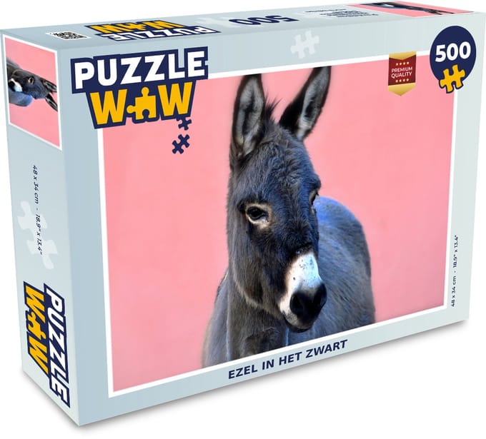 Puzzel Ezel in het zwart - Legpuzzel - Puzzel 500 stukjes