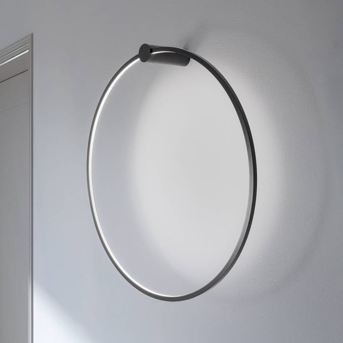 Milagro Lighting LED wandlamp Saturno, zwart, Ø 80 cm, metaal, 4.000 K