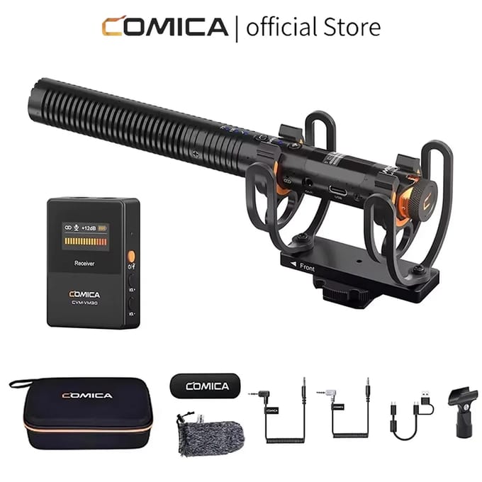 COMICA VM30 2.4G Super Cardioid Condenser Draadloze Microfoon Shotgun Mic Met Versterkingsregeling voor Camera, Smartphone, Computer For Camera Type-C