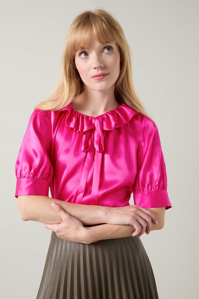 LK Bennett Tw Coco Flora Blouse Pink Maat: 10 | Blouses Outlet | Dames | Roze