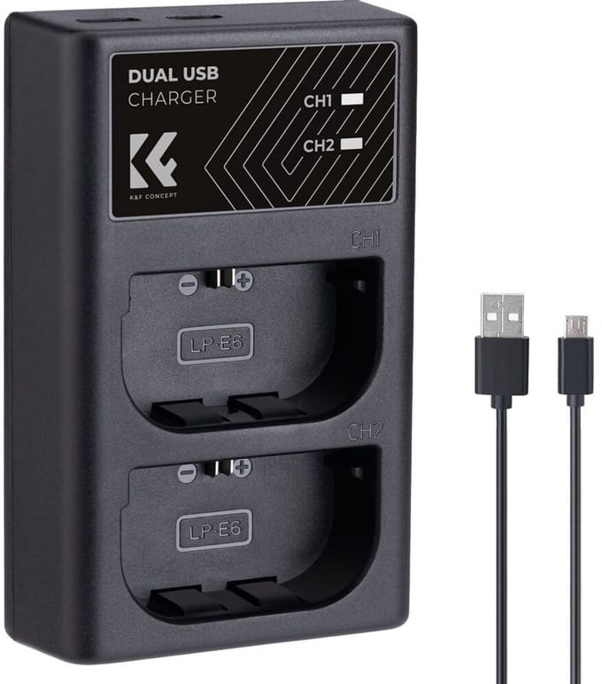 K&F Concept Dubbele batterijlader Canon LPE6NH