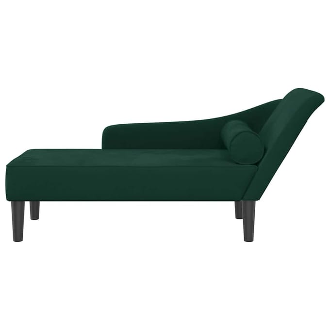 vidaXL - Chaise - longue - met - kussens - fluweel - donkergroen