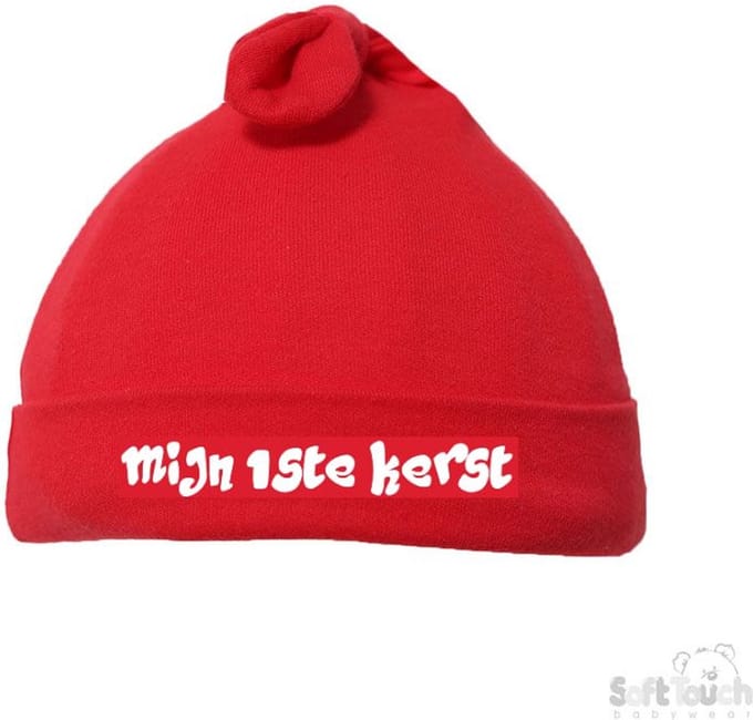 Soft Touch Babymuts Knotty "Mijn 1ste kerst"Junior Katoen Rood 0-6 maanden