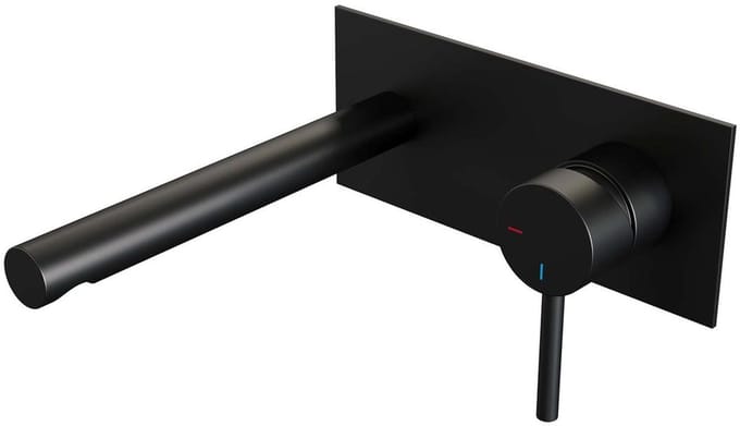 Brauer Black Edition Inbouw Wastafelmengkraan met Rechte Uitloop en Afdekplaat Model A1 Mat Zwart