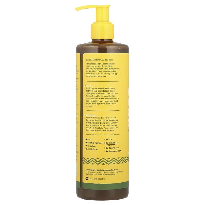 Savon Noir Africain Authentique, Eucalyptus Arbre à Thé, 476ml(16 oz liq.) yellow
