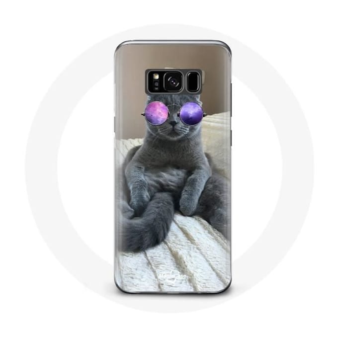 Case voor Samsung Galaxy S8 Cat met paarse bril paars