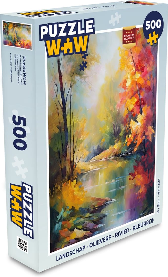 Puzzel Landschap - Olieverf - Rivier - Kleurrijk - Legpuzzel - Puzzel 500 stukjes