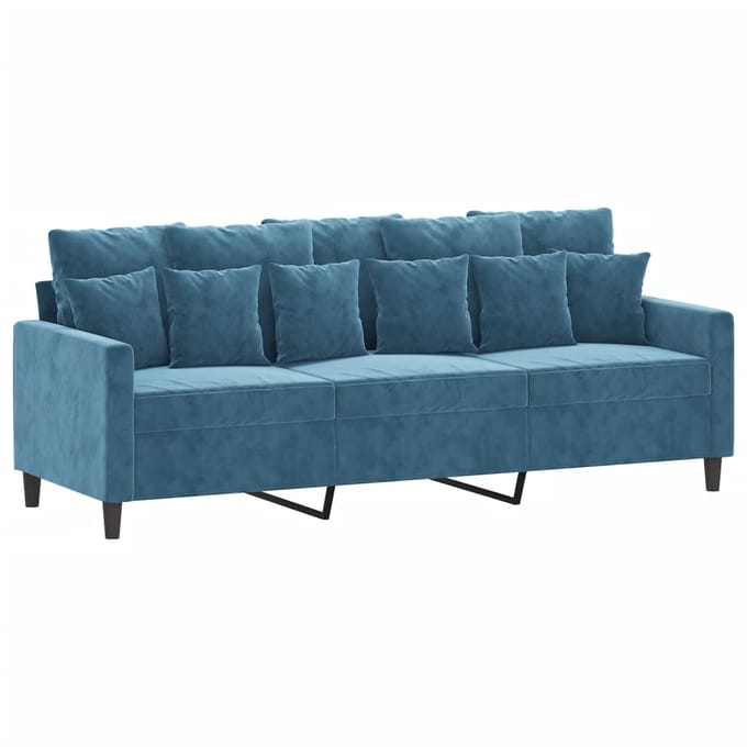 vidaXL - 4-delige - Loungeset - met - kussens - fluweel - blauw