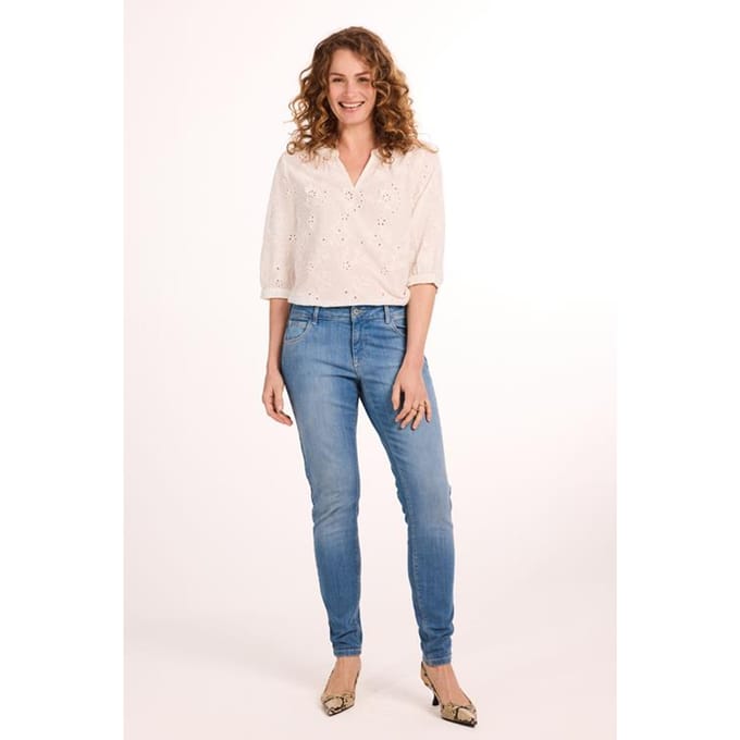 DIDI Dames 5 pocket denim pants Denim mid blue maat 48