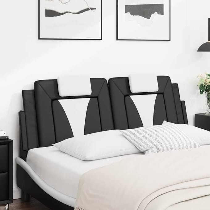 vidaXL - Hoofdbordkussen - "Viana" - 120 - cm - kunstleer - zwart - en - wit