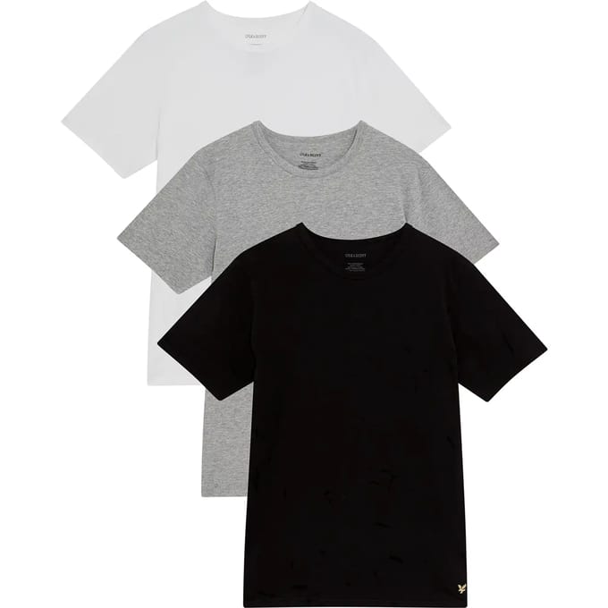 Lyle & Scott Basic 3 pack t-shirt - jet black mid grey marl white
