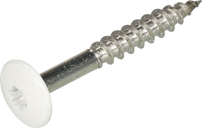Schroeven voor montage Trespa platen - Torx 20 - 4,8x60mm - RVS - Deeldraad - Wit RAL 9010 (100 stuks)