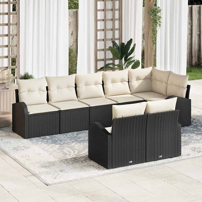vidaXL - Tuinbank - Set - 8 - st - 8-zits - poly - rattan