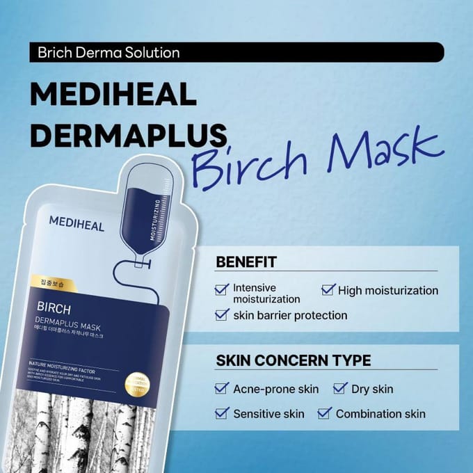 Mediheal Birch Dermaplus Mask 10 stuks+ WILLEKEURIG CADEAU white