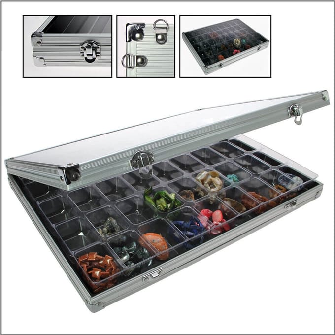 SAFE Aluminium vitrine cassette met 45 vakken - 39,5 x 30,5 x 4,5 cm