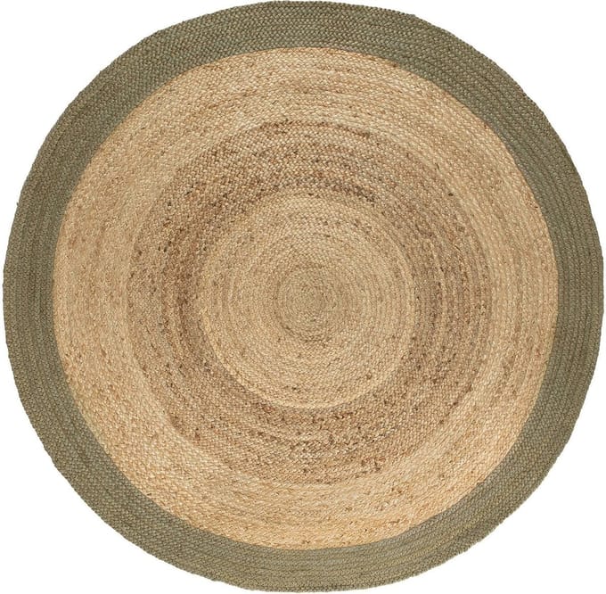Rond vloerkleed Jute Naturel/Groen - Rond 240 Ø - (XL)