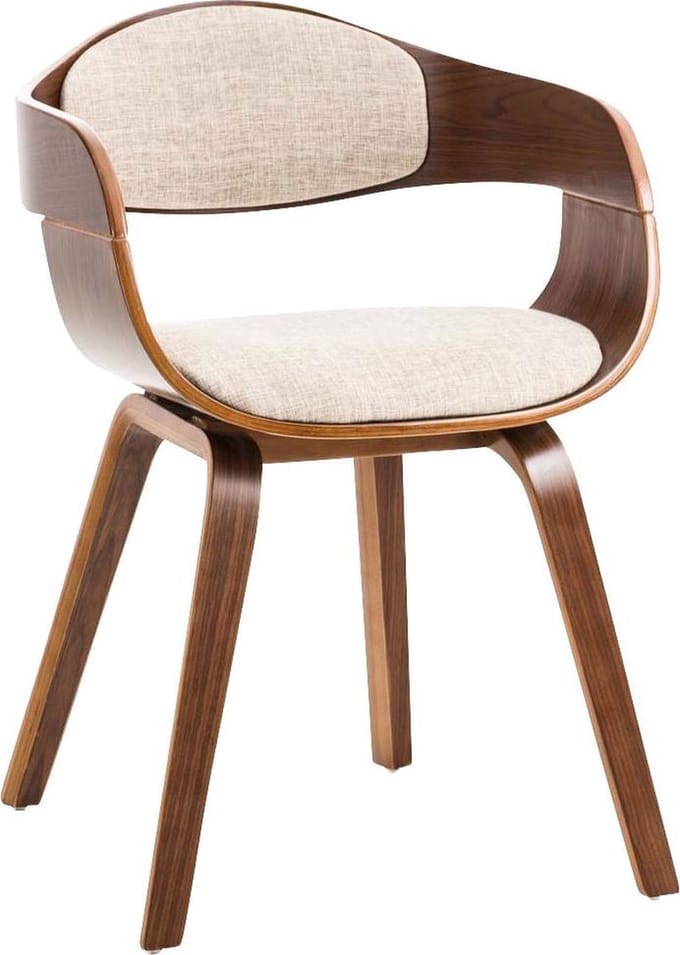 CLP Kingston Eetkamerstoel - Met armleuning - Hout - Stof - walnoot/creme