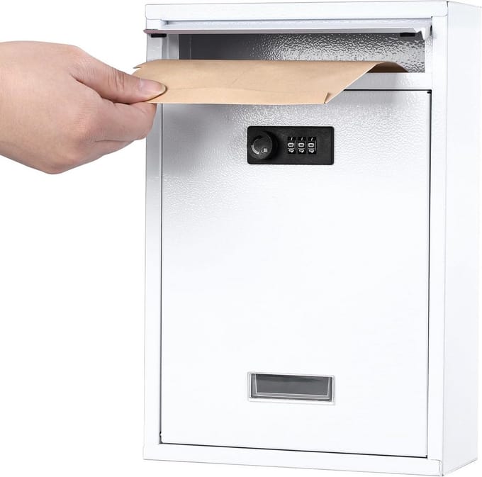 Vergrendelbare wandmontage brievenbus met combinatieslot - Zware Beveiliging voor Buiten