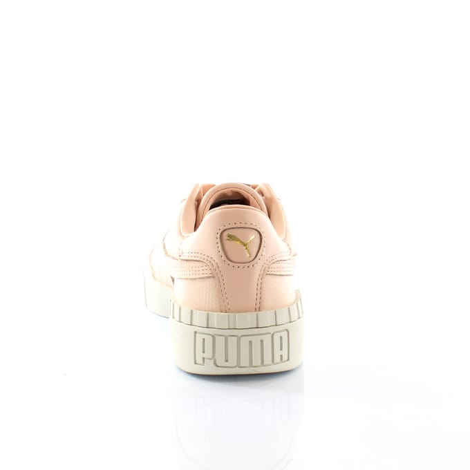 Puma Cali Emboss Cream Tan Leather Low Lace Up Damestrainers 369734 01